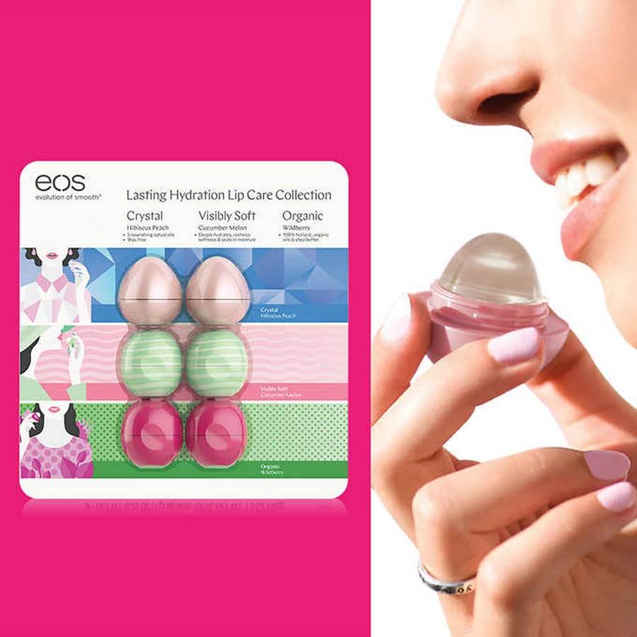 EOS Evolution of Smooth Lip Balm ~ Lasting Hydration Lip Care Collection 6-Pack ~ 2 Hibiscus Peac...