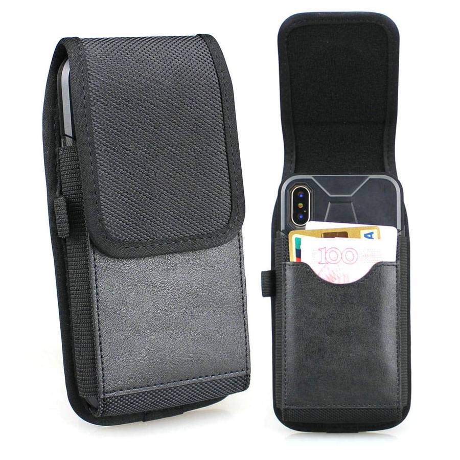 aubaddy Vertical Nylon Belt Pouch with ID Card Holder Cell Phone Holster Case w Belt Loop for iPh...