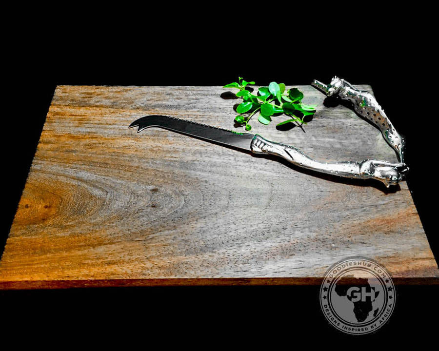 Cheese Board Large & Cheese Knife Large Set - Cheetah Africa Collection - Diana Carmichael