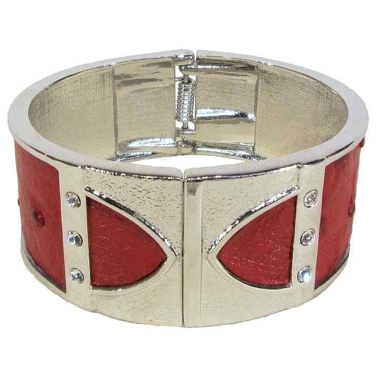 Bangle - Ostrich Leather - Flame Red