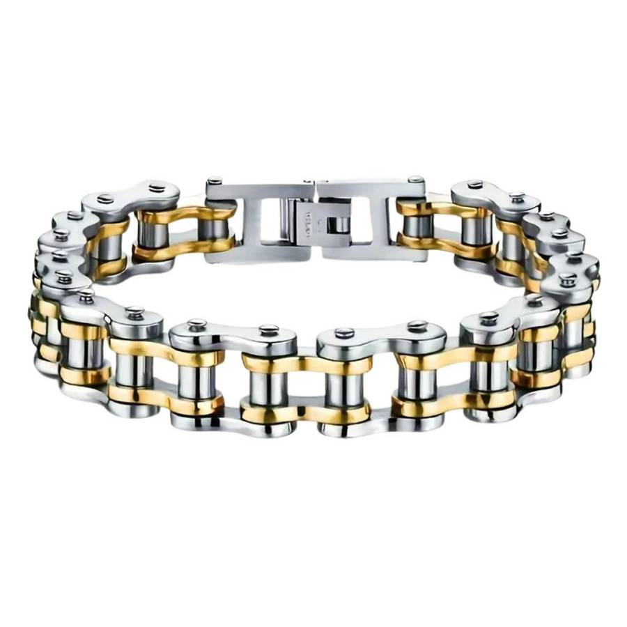 MCA Motorcycle Chain Silver/Gold Bracelet