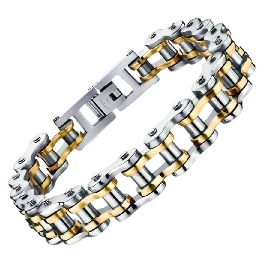 MCA Motorcycle Chain Silver/Gold Bracelet