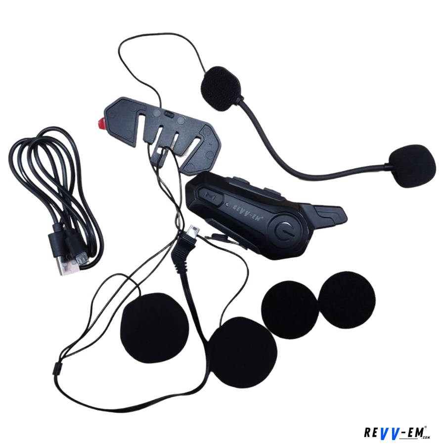 REVV-EM® Universal Helmet Bluetooth Intercom Headset Kit