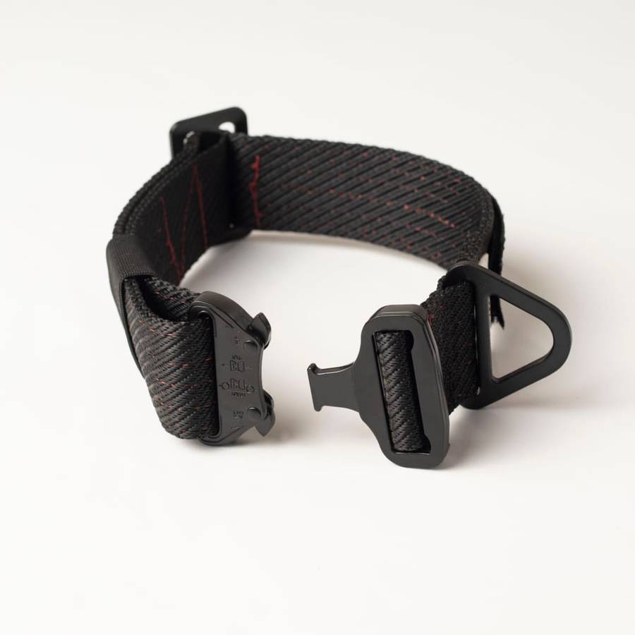 War Dog FOXTROT RIGID Collar - 45mm - Black (Red Stitching) / Small