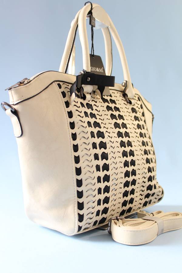 Gorgeous Satchel in Cream and White- Absolutely stunning Handbag!