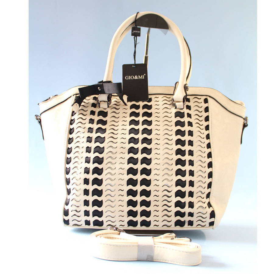 Gorgeous Satchel in Cream and White- Absolutely stunning Handbag!