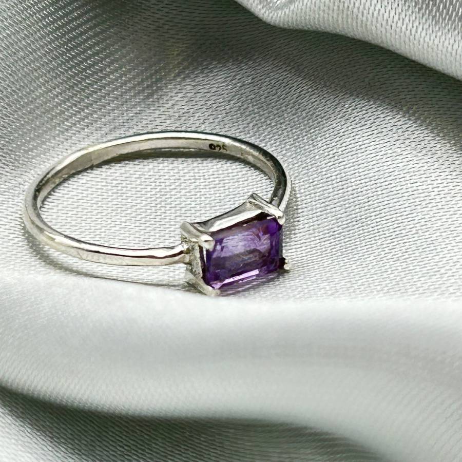 Amethyst Sterling Silver Crystal Ring