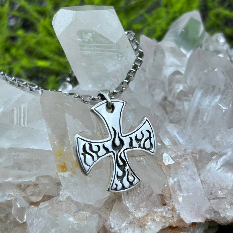 Mens Iron Cross Sterling Silver Pendant