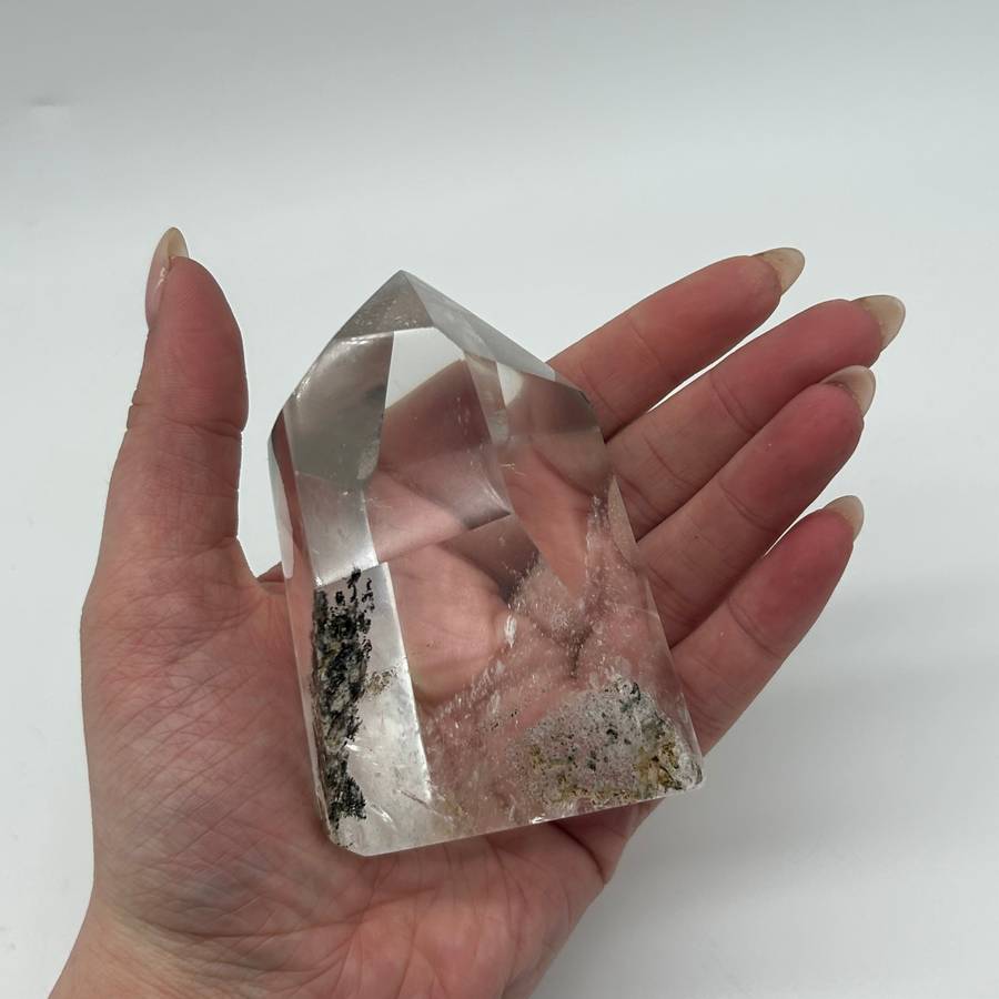 Clear Quartz Generator with Tourmaline Inclusions