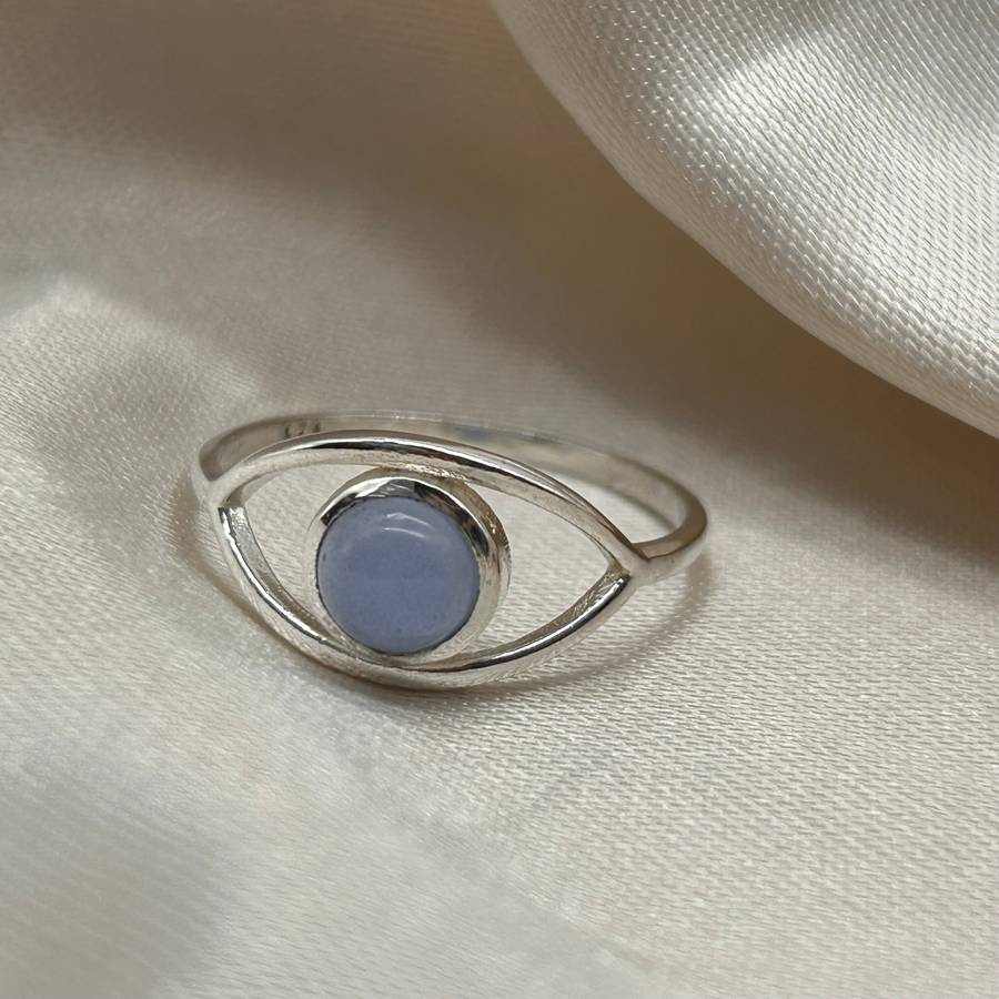 Blue Onyx Crystal Sterling Silver Ring