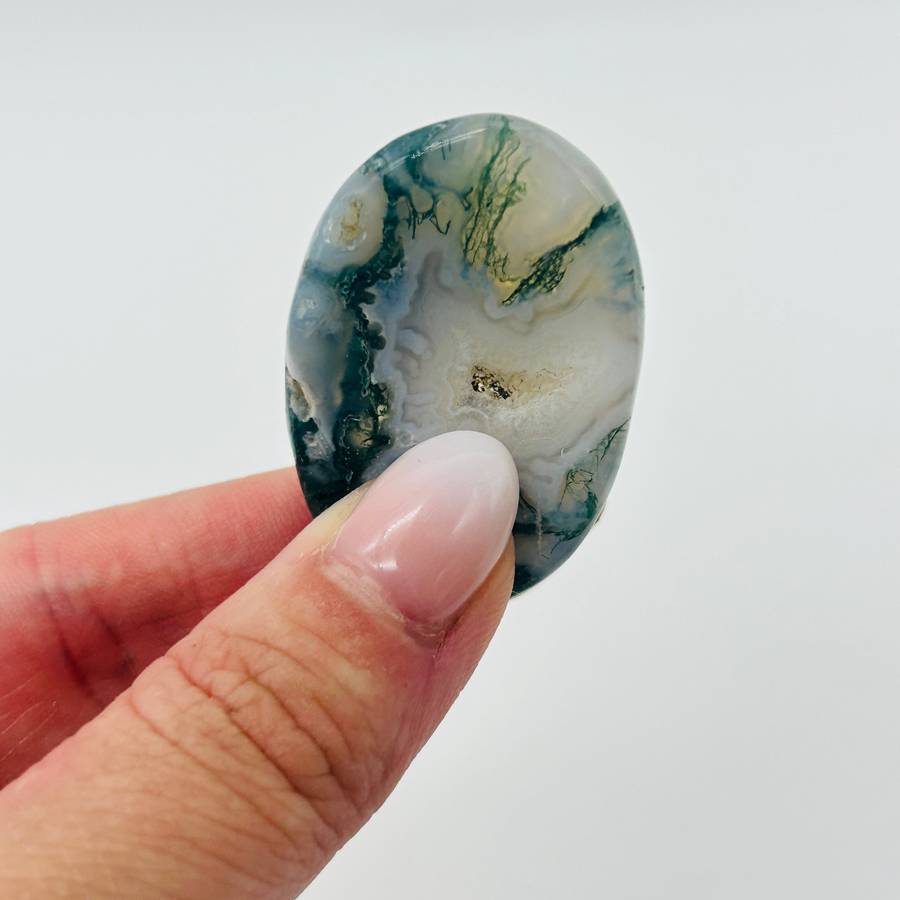Moss Agate Crystal Worry Stone