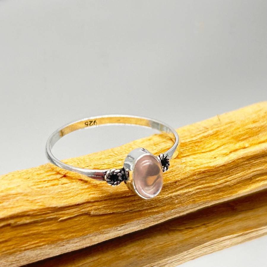 Rose Quartz Crystal Sterling Silver  Ring