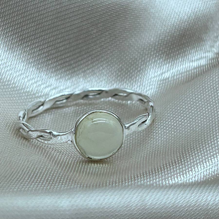 Prehnite Crystal Sterling Silver Ring