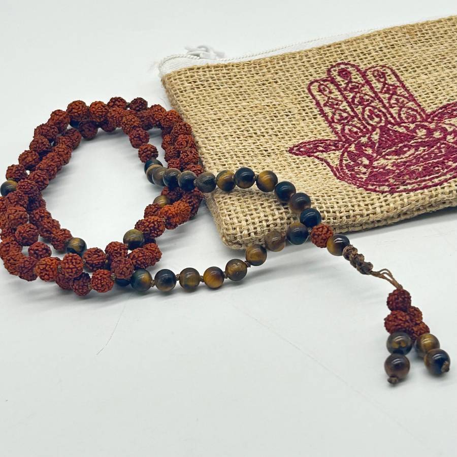 Rudraksha And Tigers Eye Mala