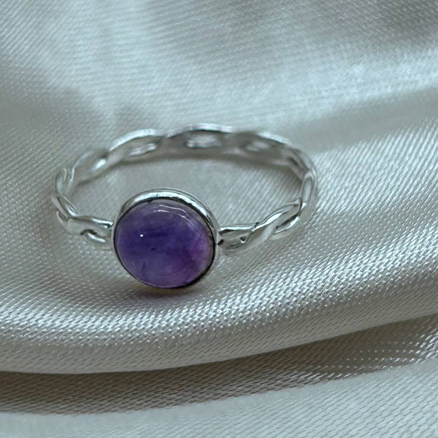 Amethyst Crystal Sterling Silver Ring