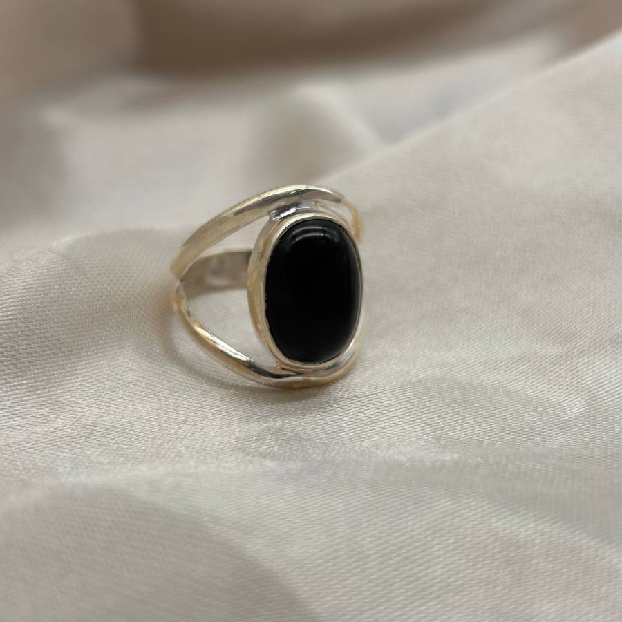 Sterling Silver Black Onyx Crystal Ring