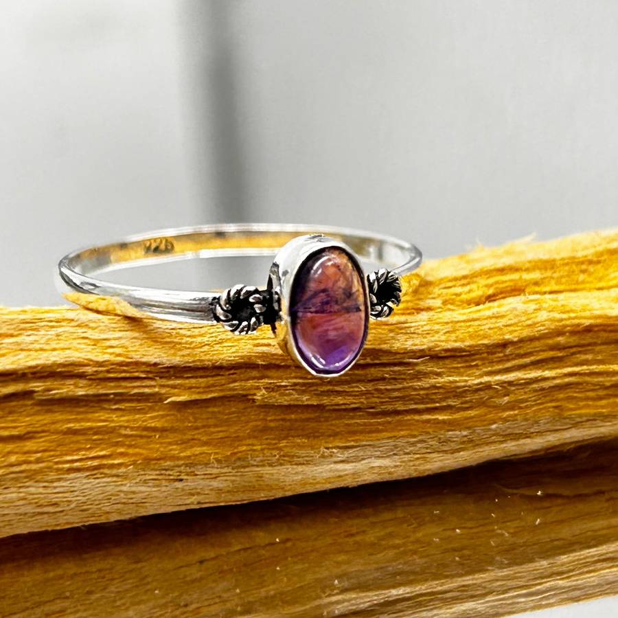 Amethyst Crystal Sterling Silver  Ring
