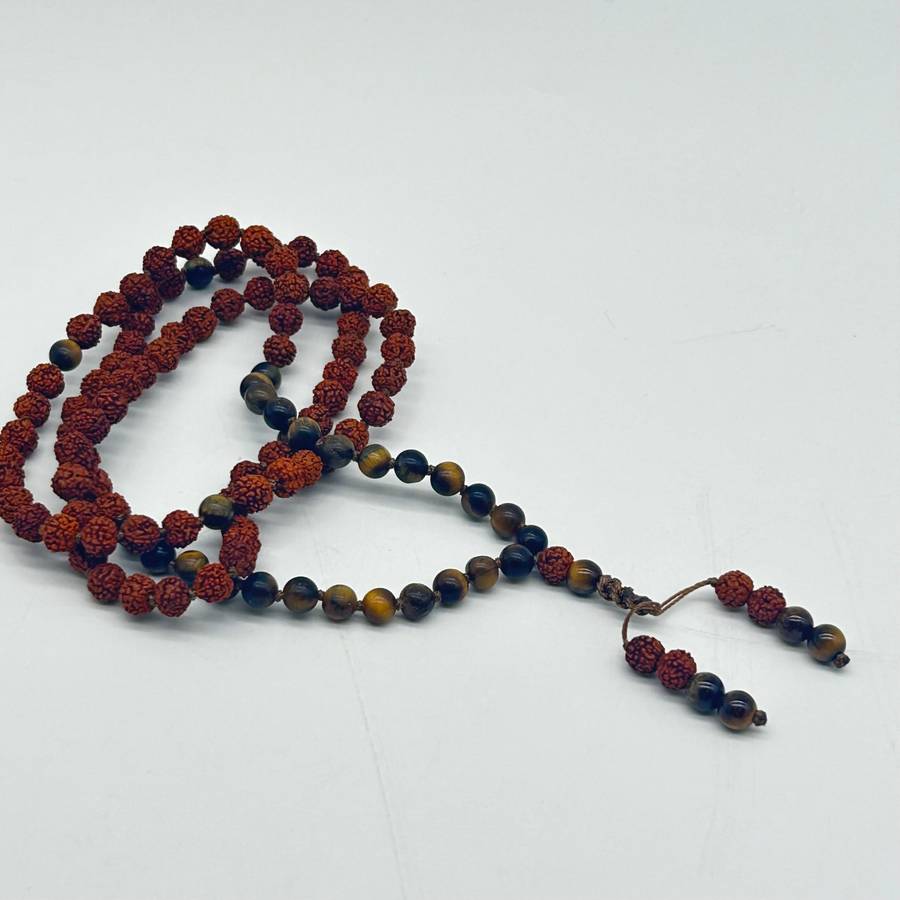 Rudraksha And Tigers Eye Mala