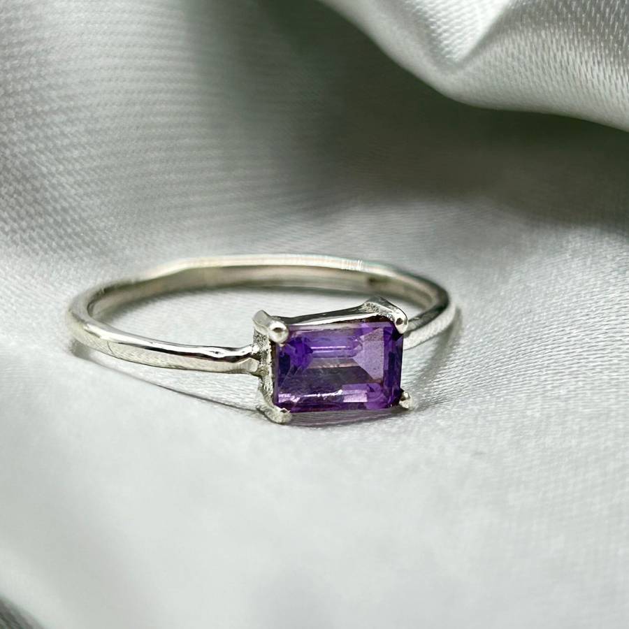 Amethyst Sterling Silver Crystal Ring