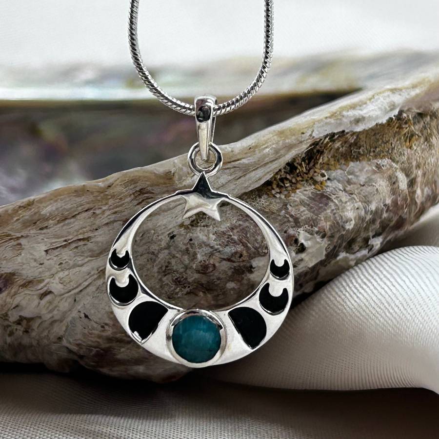 Love You To The Moon & Back Emerald Sterling Silver Pendant