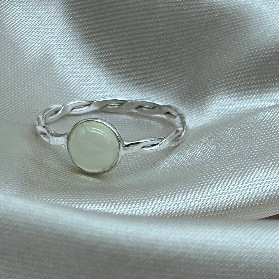 Prehnite Crystal Sterling Silver Ring