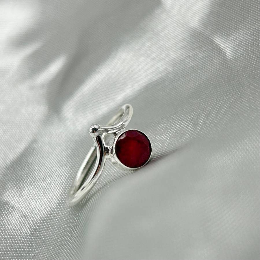 Ruby Sterling Silver Crystal Ring