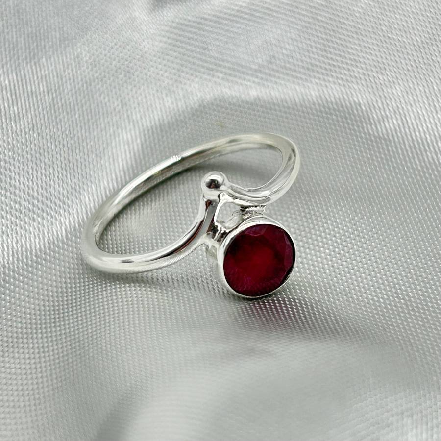 Ruby Sterling Silver Crystal Ring