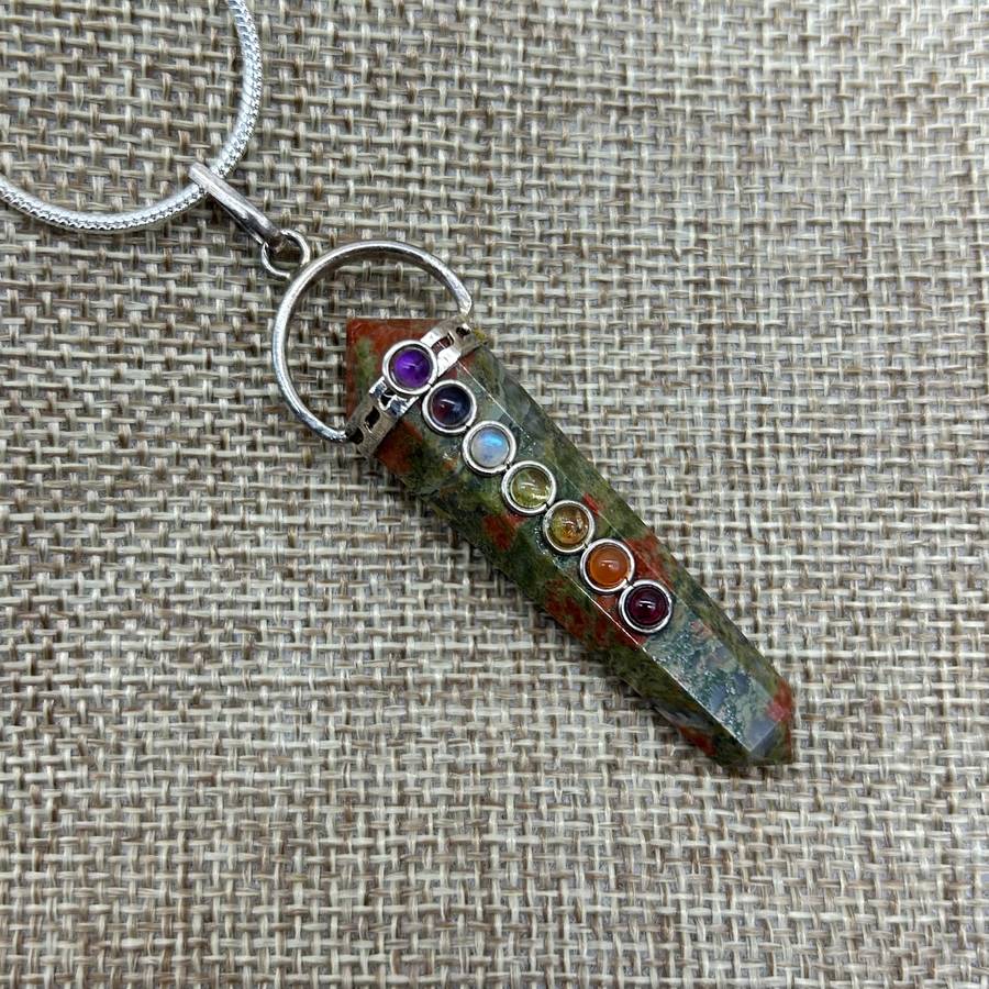 Unakite Crystal Double Terminated Chakra Pendant