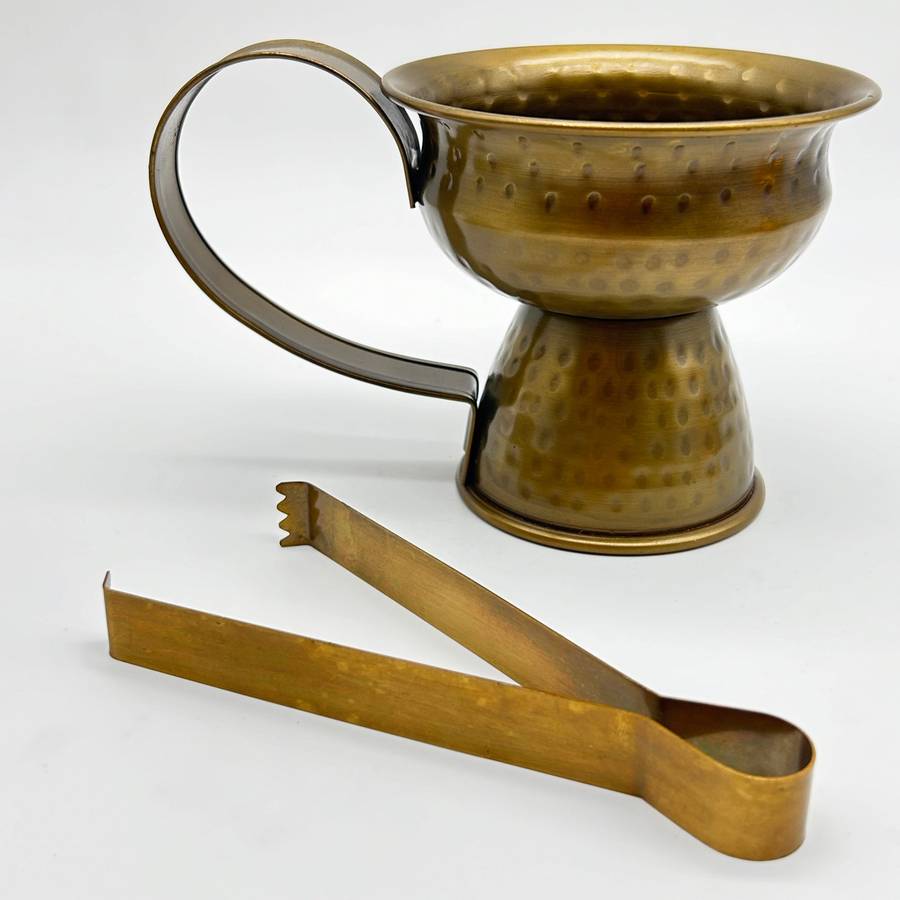Iron Brass Resin Incense Holder With Tong
