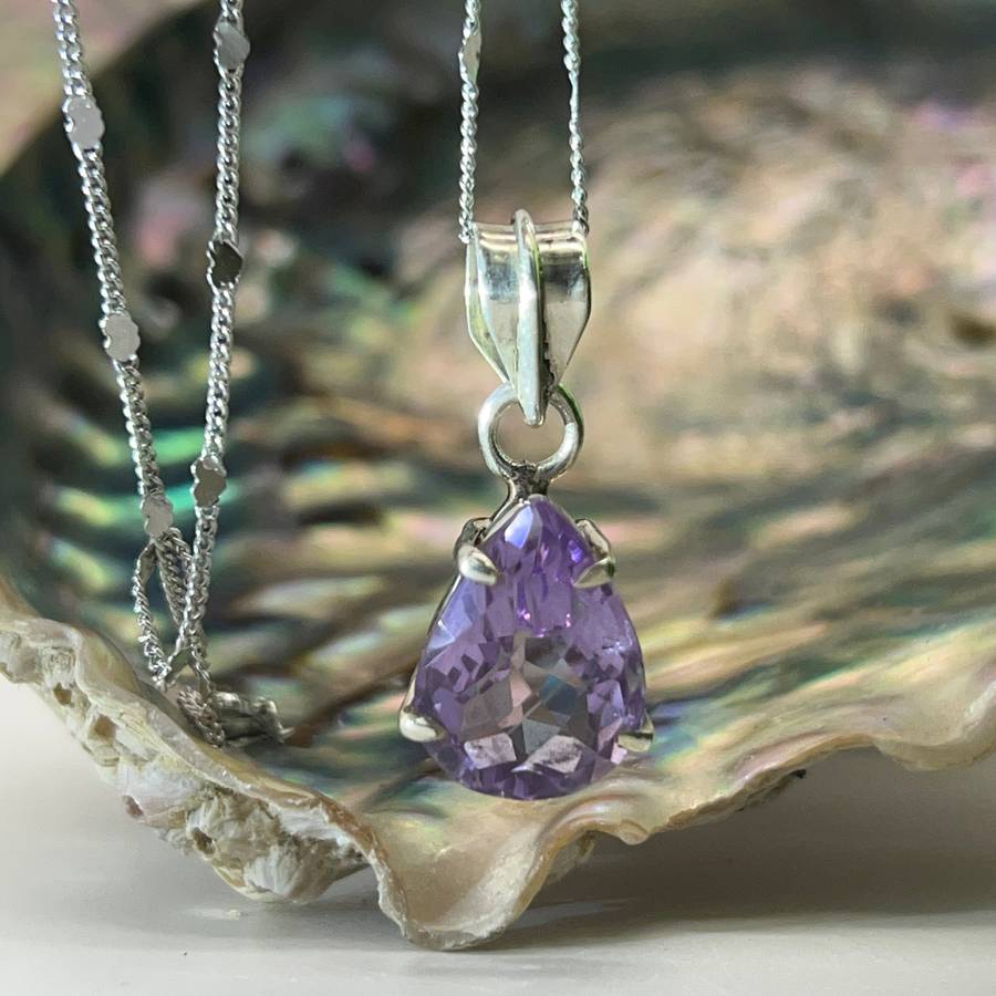 Amethyst Crystal Sterling Silver Pendant