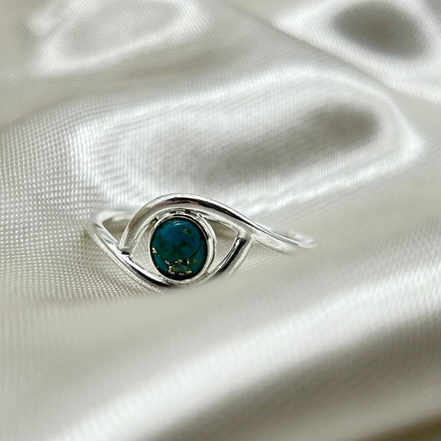 Turquoise Crystal Sterling Silver Ring