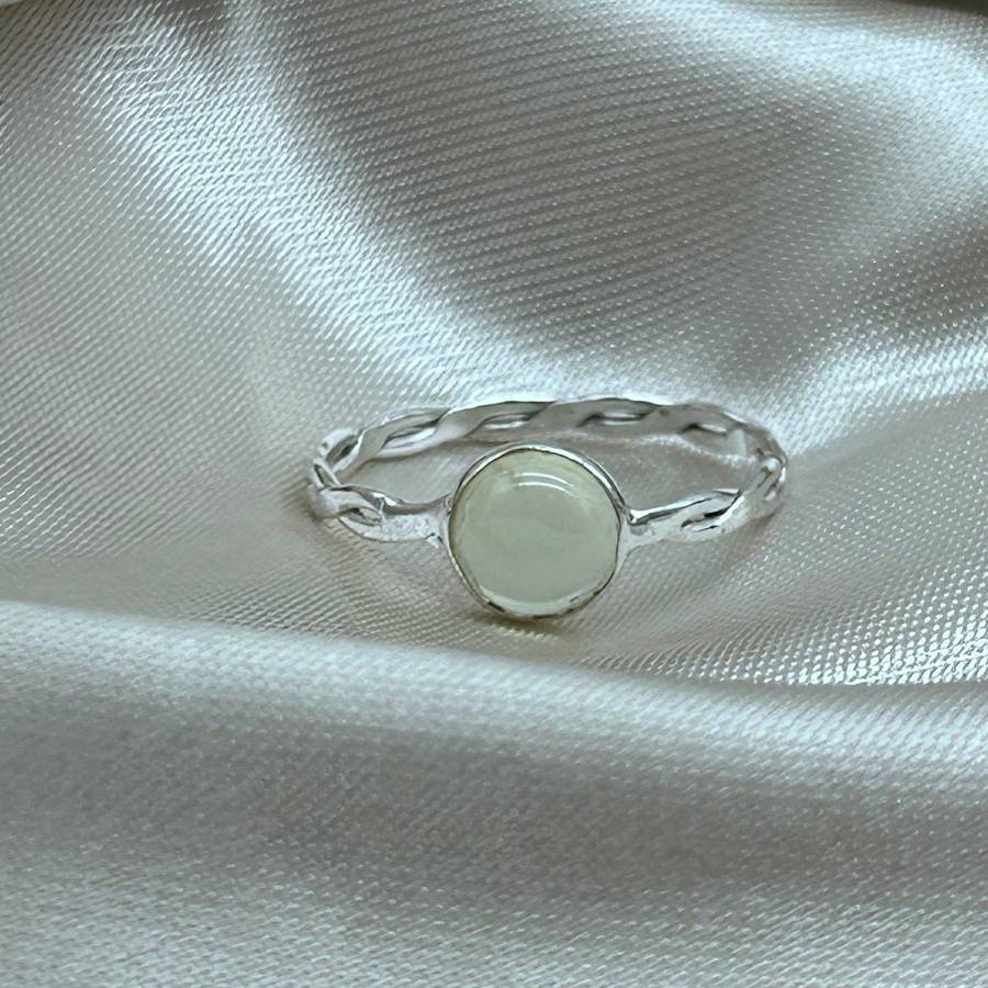 Prehnite Crystal Sterling Silver Ring