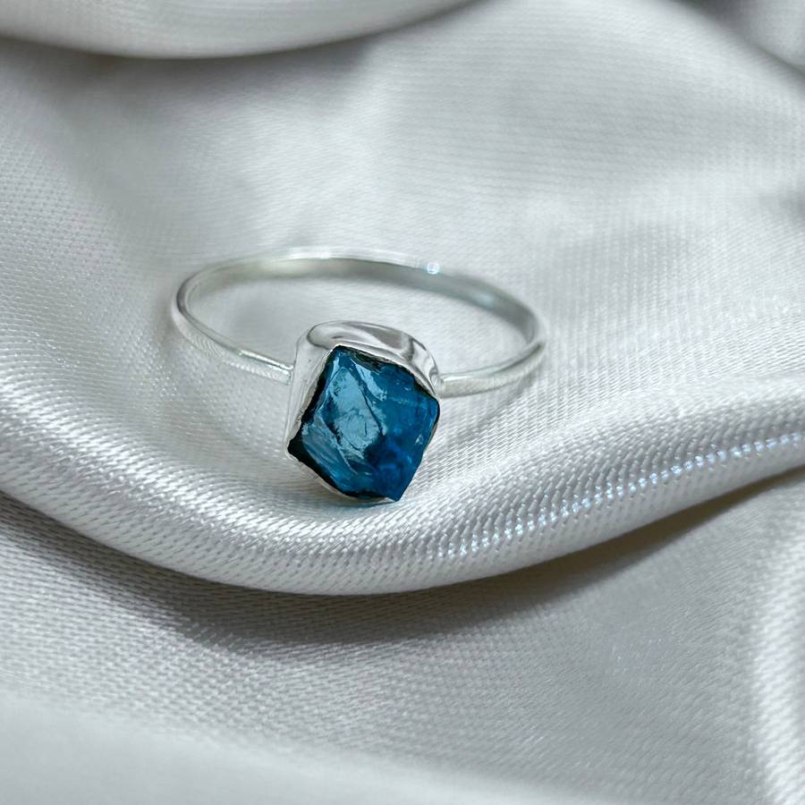 Rough Apatite Sterling Silver Crystal Ring