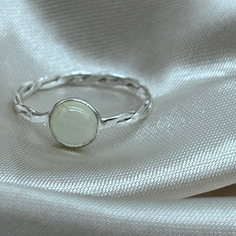 Prehnite Crystal Sterling Silver Ring