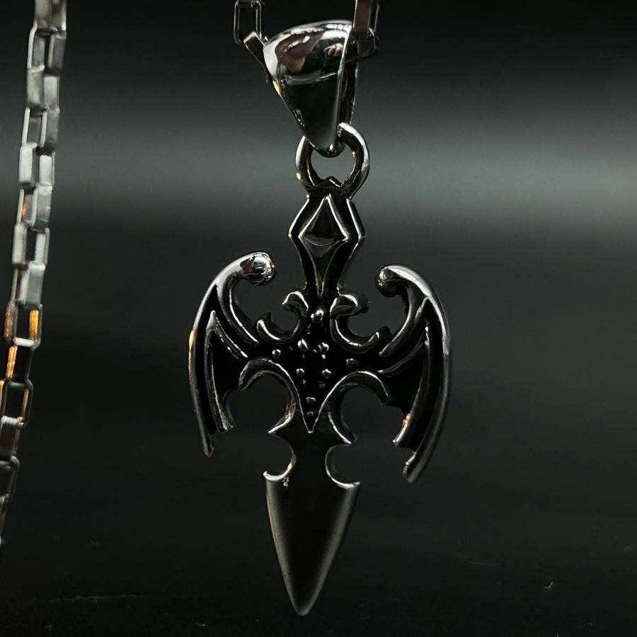 Mens Dragon Dagger Sterling Silver Pendant