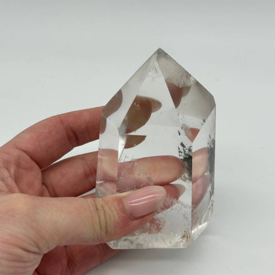 Clear Quartz Generator with Tourmaline Inclusions