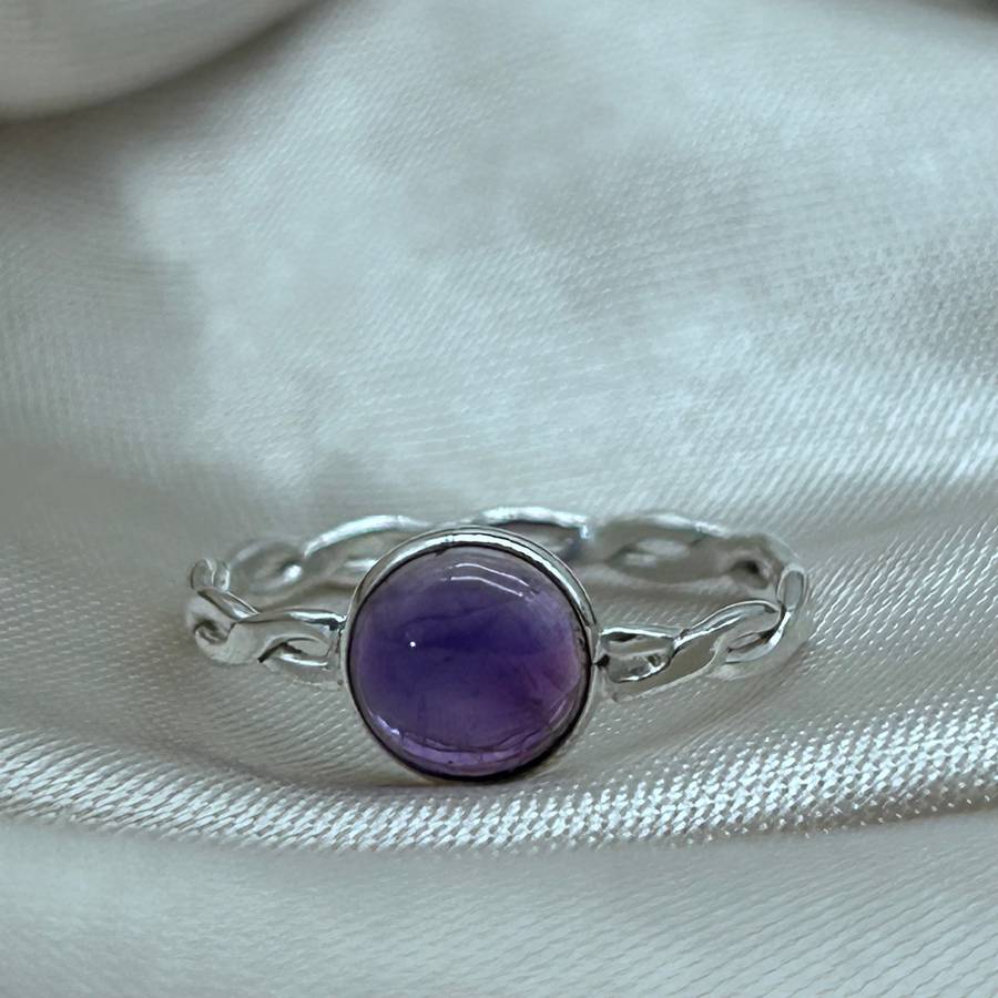 Amethyst Crystal Sterling Silver Ring