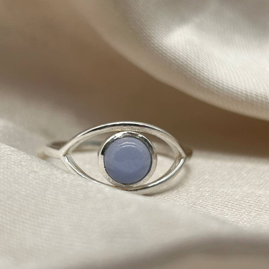 Blue Onyx Crystal Sterling Silver Ring