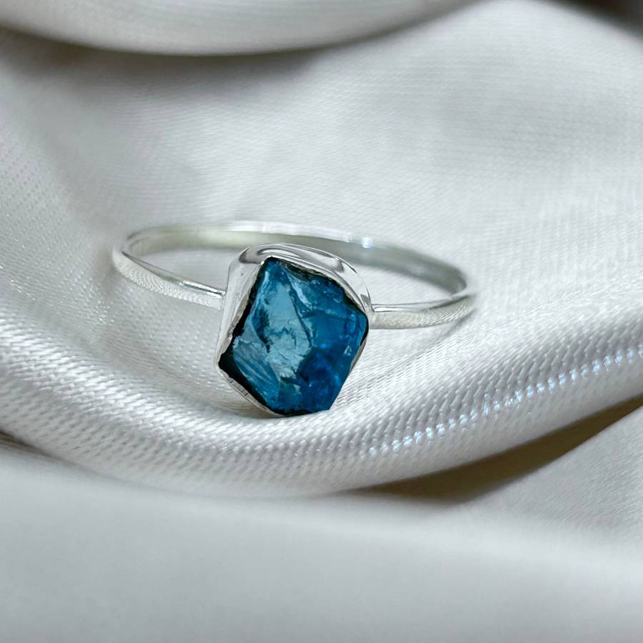 Rough Apatite Sterling Silver Crystal Ring