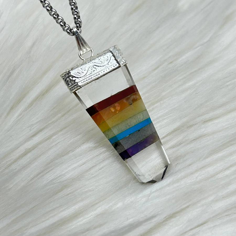 Clear Quartz Chakra Tabby Crystal Pendant