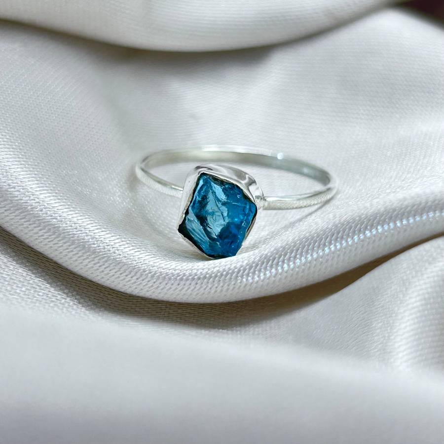 Rough Apatite Sterling Silver Crystal Ring