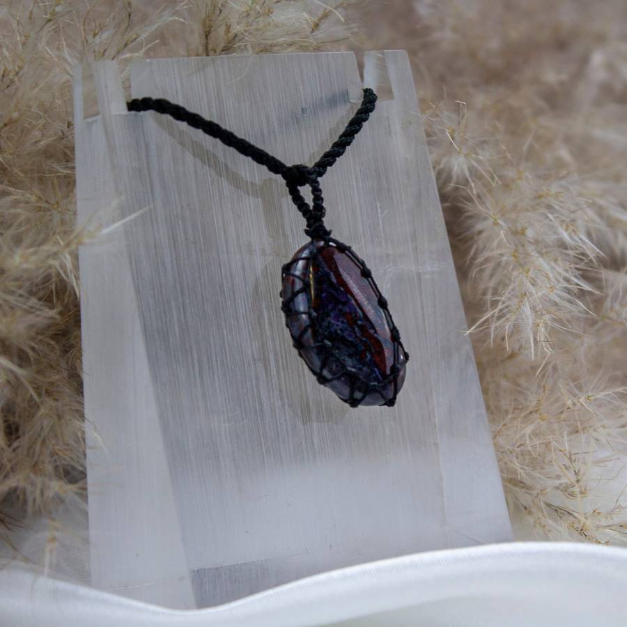 Sugilite Crystal Macramé Pendant