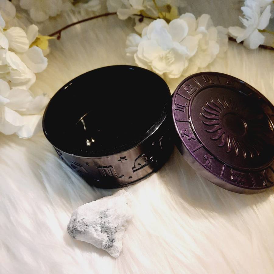 Deep Purple Resin Zodiac Receptacle Box