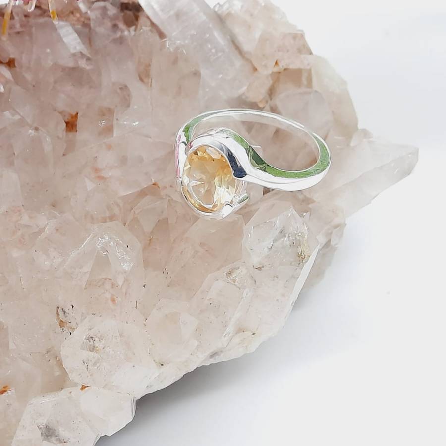 Sterling Silver Citrine Crystal Ring