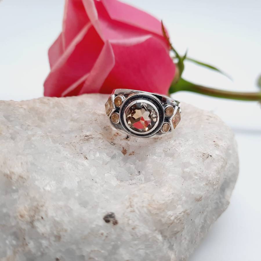 Citrine Crystal Sterling Silver Ring