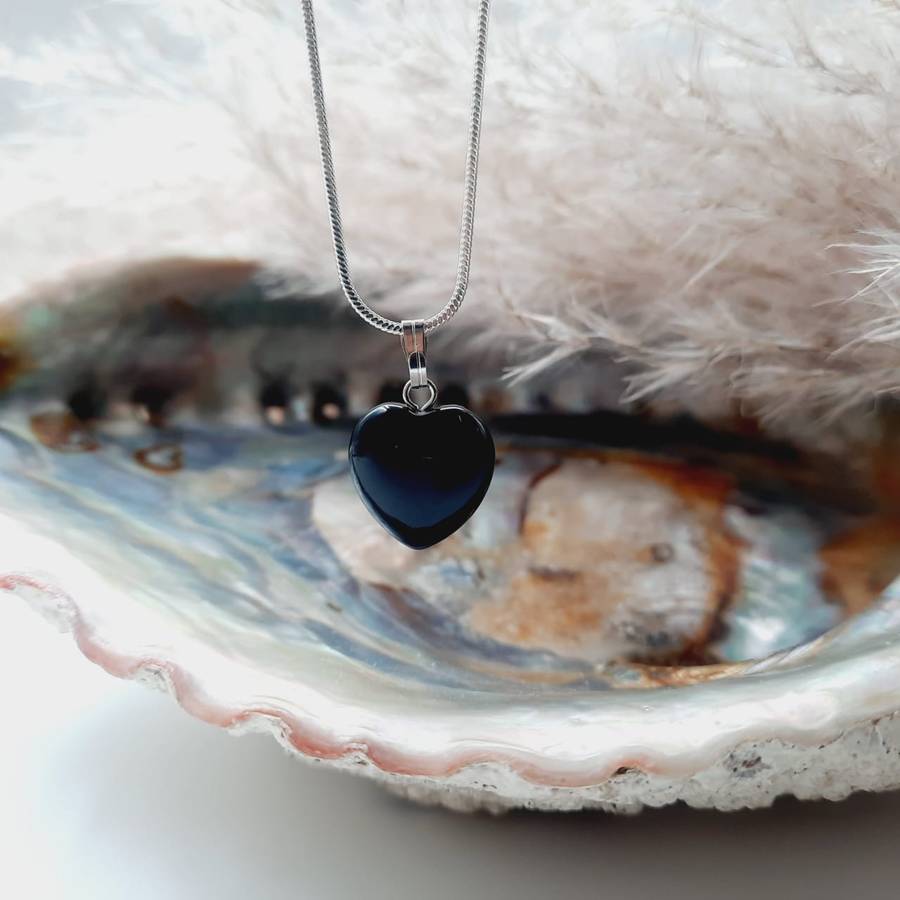 Black Onyx Heart Crystal Pendant