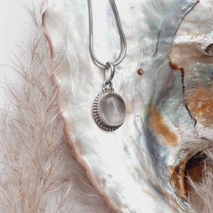 Sterling Silver Rose Quartz Crystal Pendant