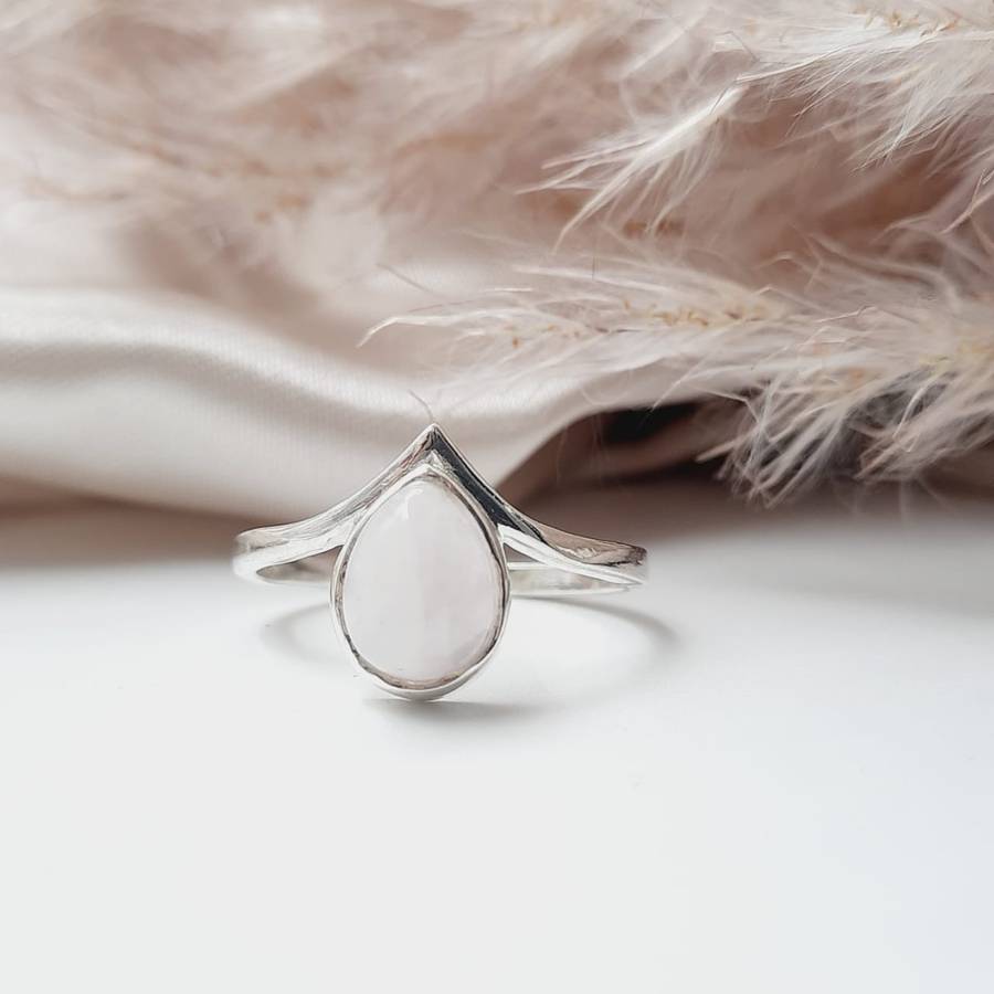 Sterling Silver Moonstone Crystal Ring