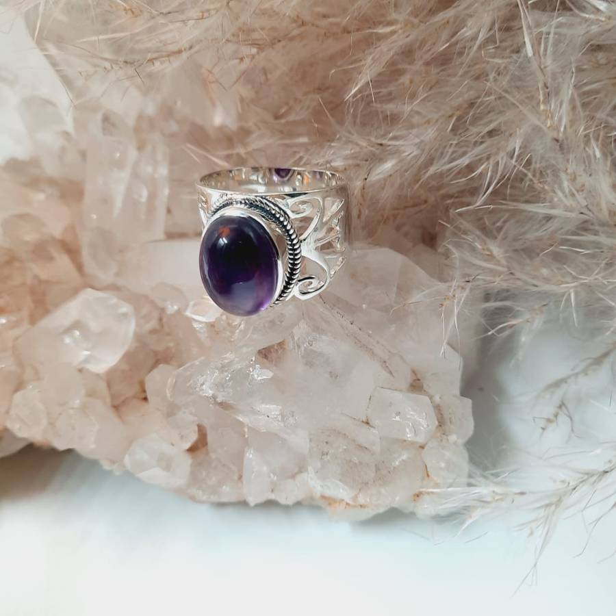 Sterling Silver Amethyst Crystal Ring