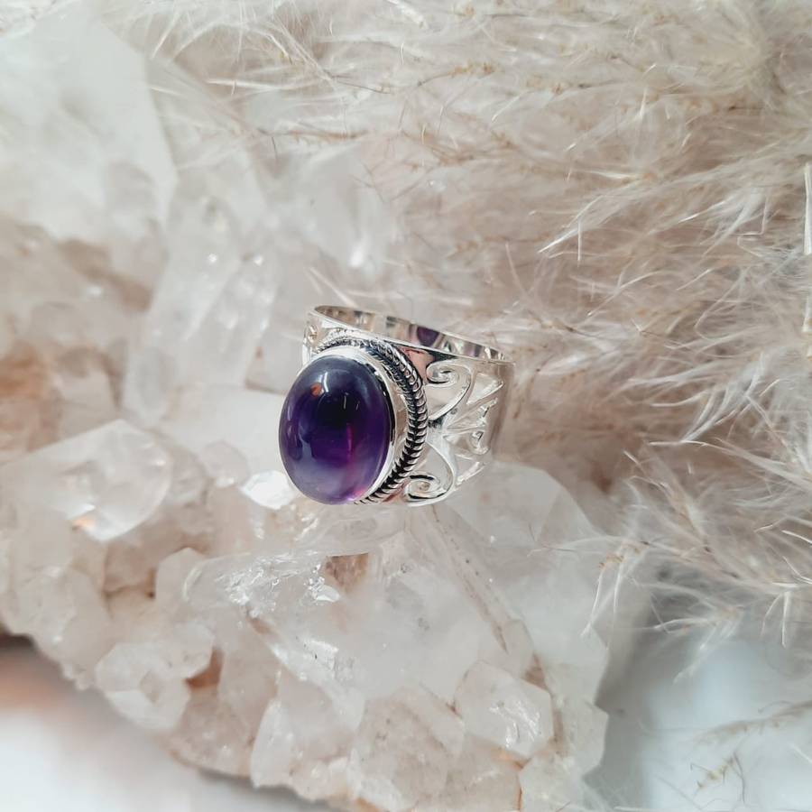 Sterling Silver Amethyst Crystal Ring